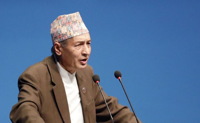 Finance Minister Dr. Yubaraj Khatiwada addressing during Parlia
